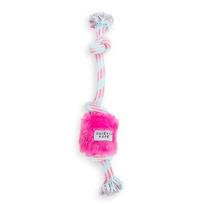 Dog Days Squeaky Rope Toy Pink