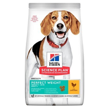 Hills Science Plan Adult Perfect Weight Medium Breed Chicken Dry Dog Food