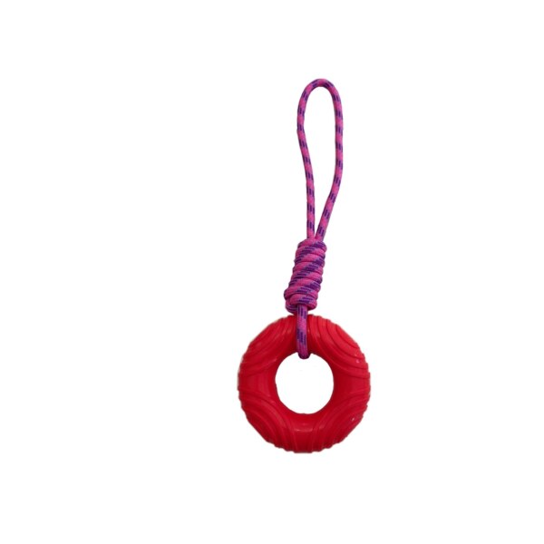 Dogs Rubber Ring on a Rope Dog Toy