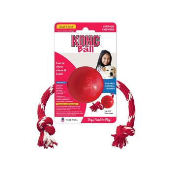 Kong Red Rope Rubber Ball Dog Chew Toy